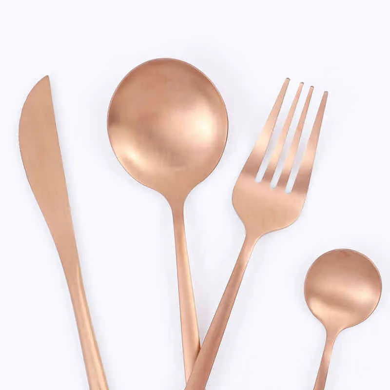 36 stks matte roestvrij stalen bestek set servies gouden mes vork dessert lepel zilverwerk keuken partij diner servies 211229