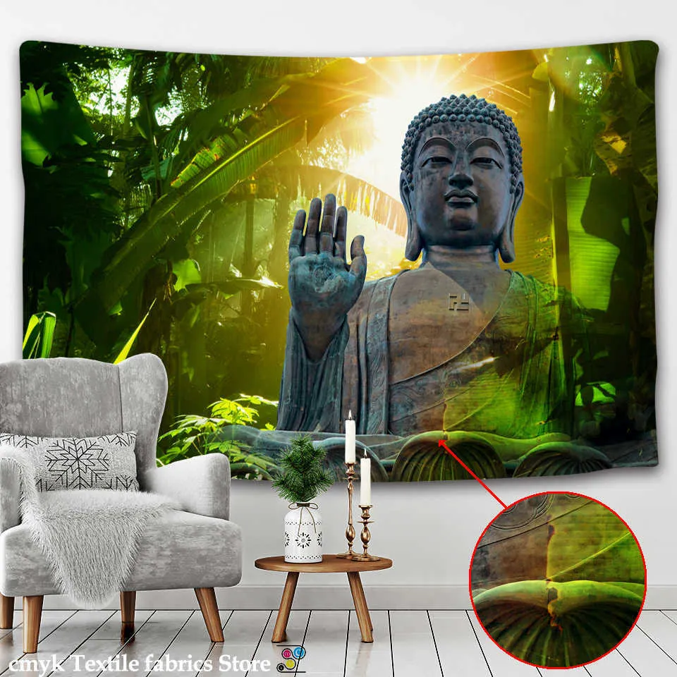 3dreligion Culture Hanging Wall Tapestry Buddha Wall Carpet Headboard Dorm Hippie Psychedelic Tapestry Tree Landscape Boho Decor 210609