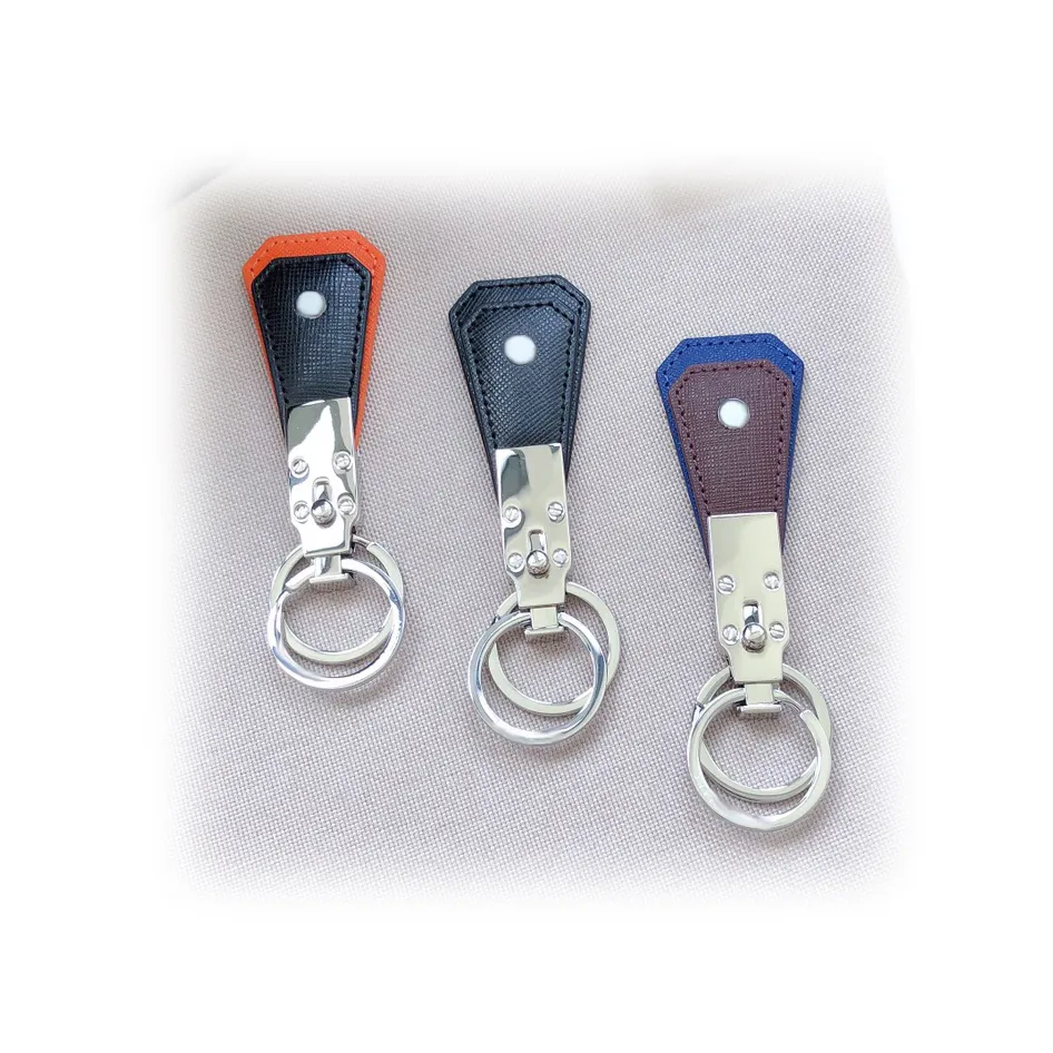 Porte-clés classique de luxe de styliste, en acier fin, chaîne de veau à deux couches avec impression croisée, cadeau supérieur 214R