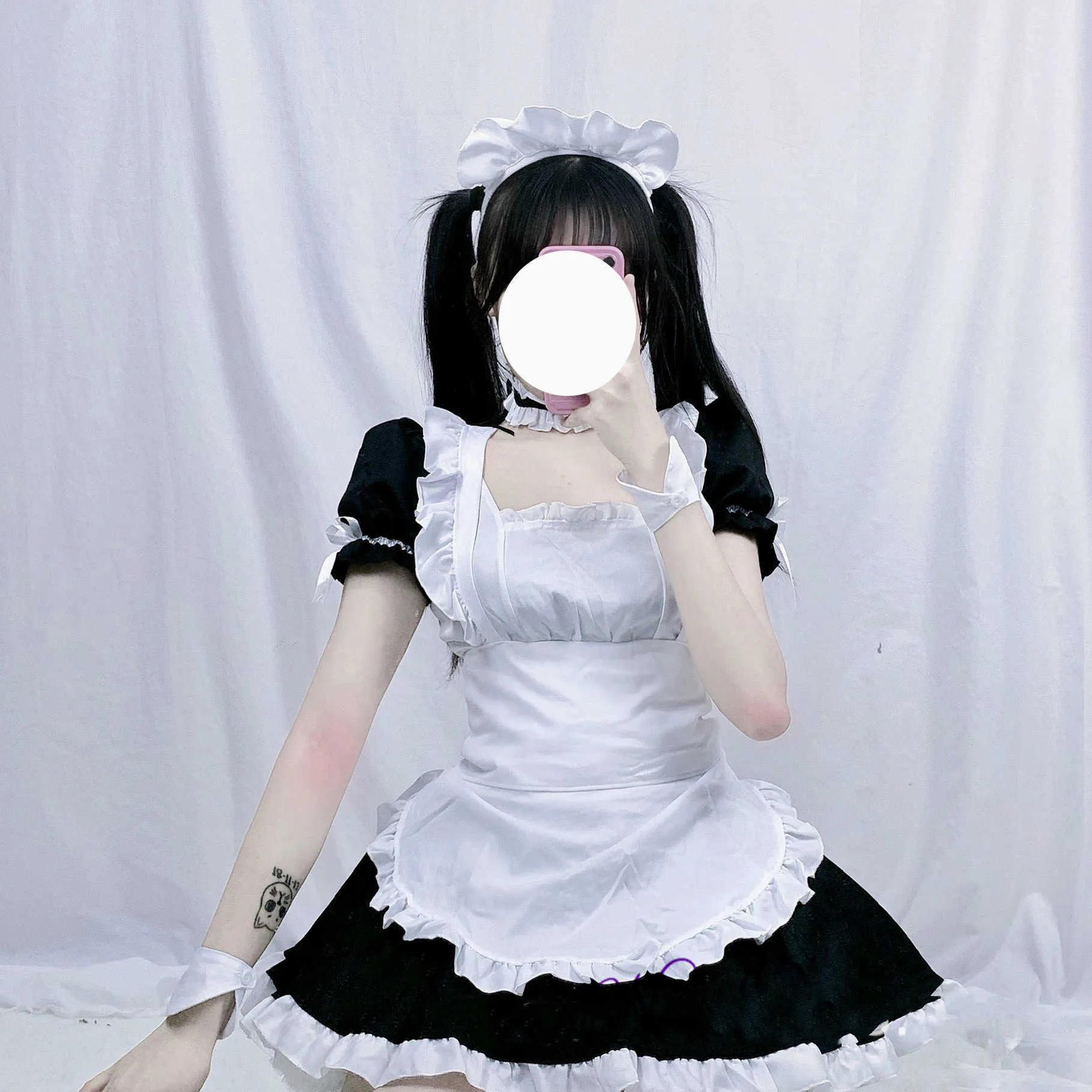 Amine Black Sexy Cute Lolita Französisch Maid Cosplay Kostüm Kleid Mädchen Frau Yosuga No Sora Kellnerin Maid Party Kostüm Y0903