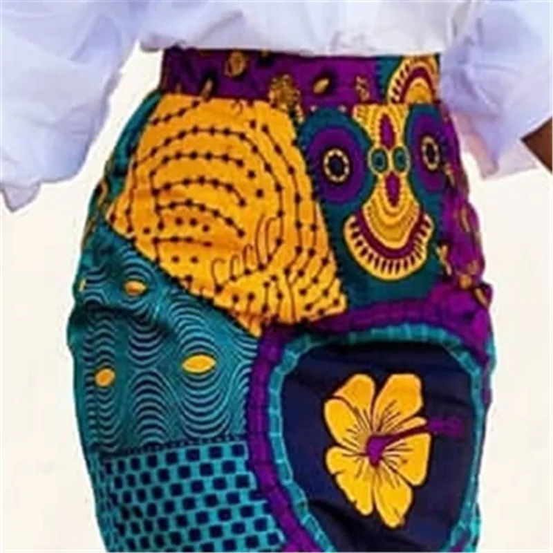 Women Summer Stampa Summer Stampa vintage Floral African Fashion High Waist Napone di classe Monessa Elegante retrò Jupes Falads Drop 210315