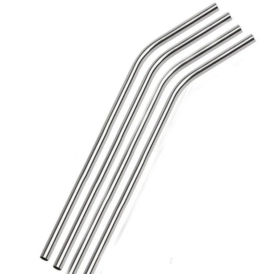 DHL ship Stainless Steel Straw Drinking Straight Curved Straws 8.5" Reusable ECO Metal Drink Straws Bar Drinks Party Stag