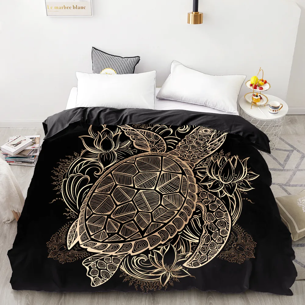 3D HD Digital Printing Custom Duvet CoverComForTrquiltBlanket Case Queen King Bedding 220X240BedCloths Golden Feather Y200417