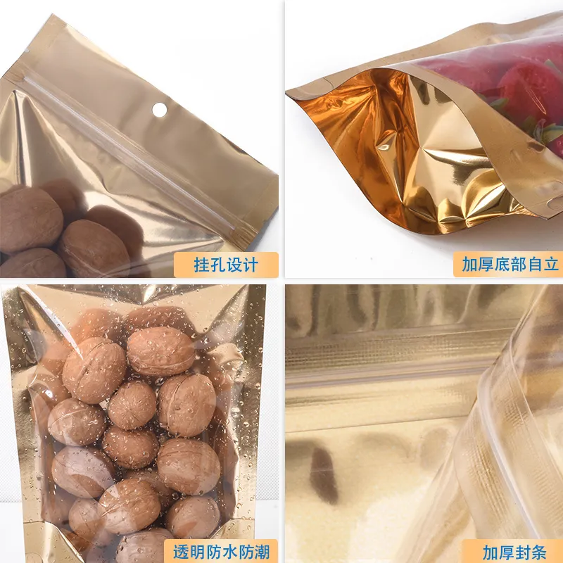 or aluminisé Stand Up sac de rangement paquet étui refermable fermeture à glissière paquet sac pour nourriture thé bonbons