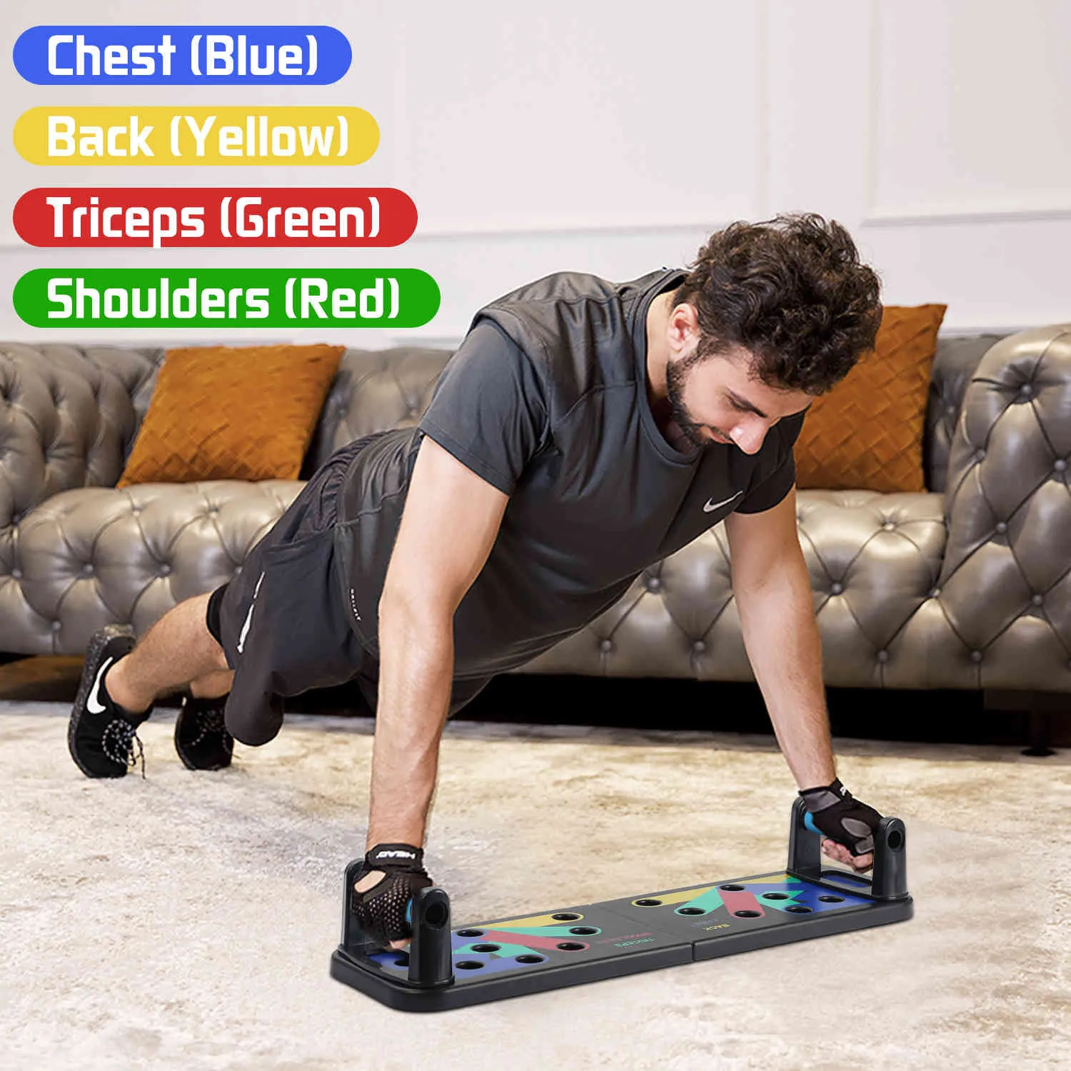 9 en 1 Push Up Rack Training Board ABS Entraîneur de muscles abdominaux Sports Équipement de fitness à domicile pour l'exercice d'entraînement de musculation X0524