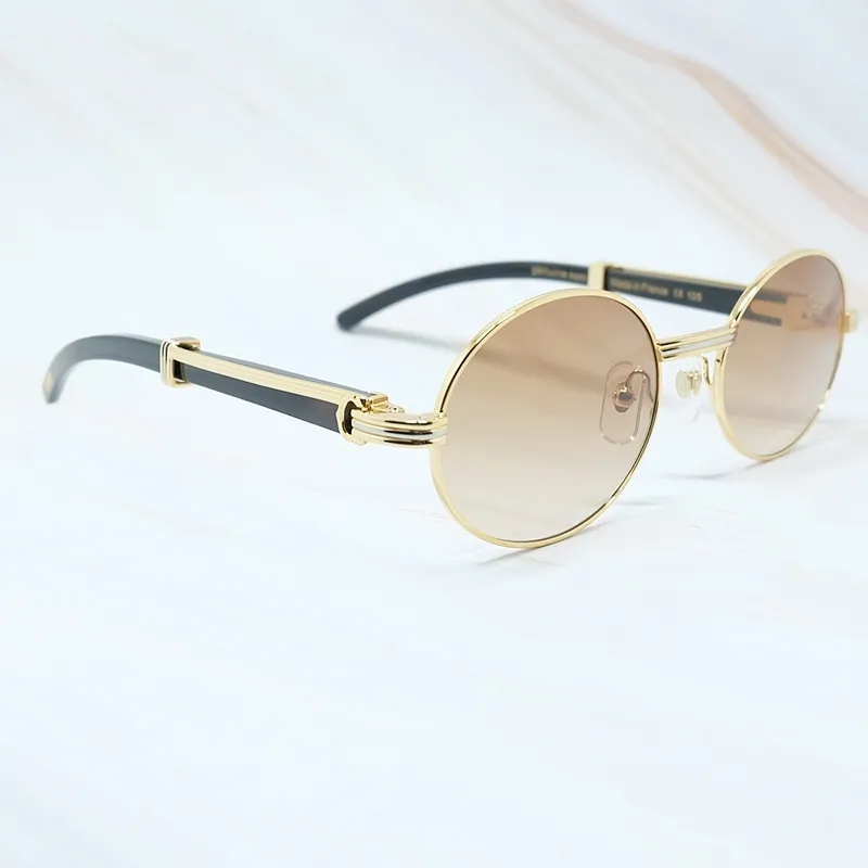 70% de desconto na loja online Oval Mens Carter Óculos de sol Moda Metal Luxo Designer Madeira Buffalo Horn Óculos Vintage Shades Buffs Retr300r