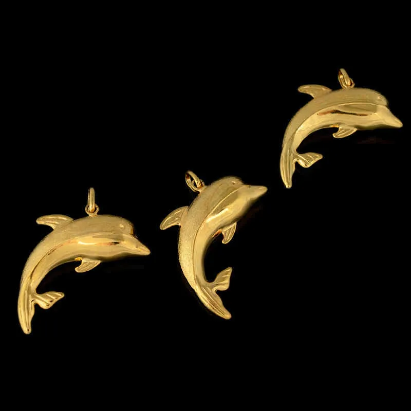 Bpoyb étincelant or pur placage sous vide charme dubaï afrique dauphin collier pendentif pour femmes hommes bijoux de luxe