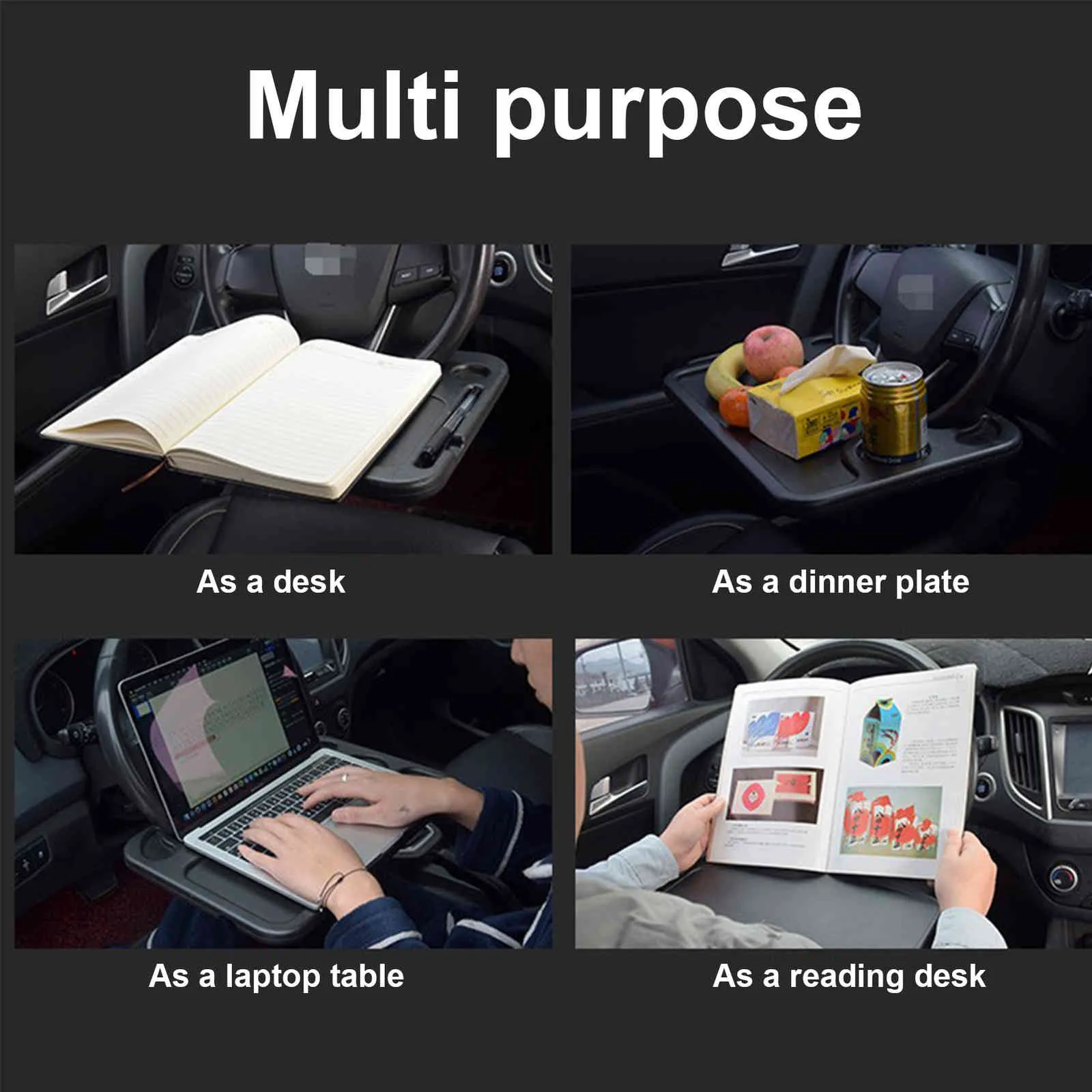 Verstelbare auto laptop notebook bureau mount stand universele stuurwiel eten drinkbakje bord eettafel houder