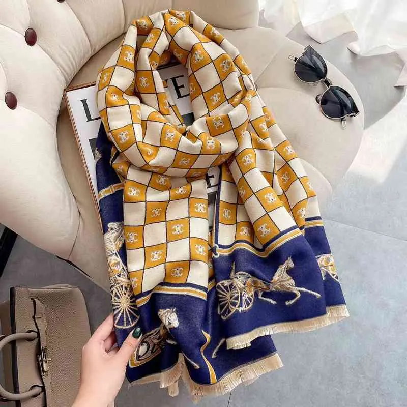 Good Digner Fashion Brands Ladi Scarf Deluxe Autumn Thermal Scarfs High Quality cashmere thick scarv big size 180 * 65cm