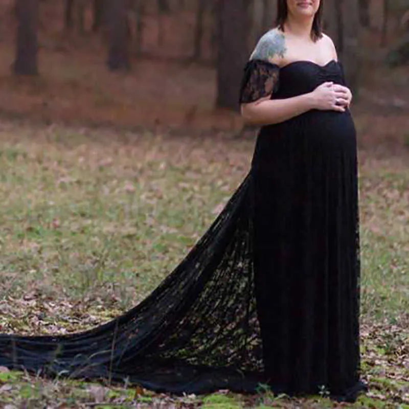 Robe de maternité en dentelle élégante Pographie Session Props ES pour femmes enceintes Vêtements Grossesse Shoot 210922