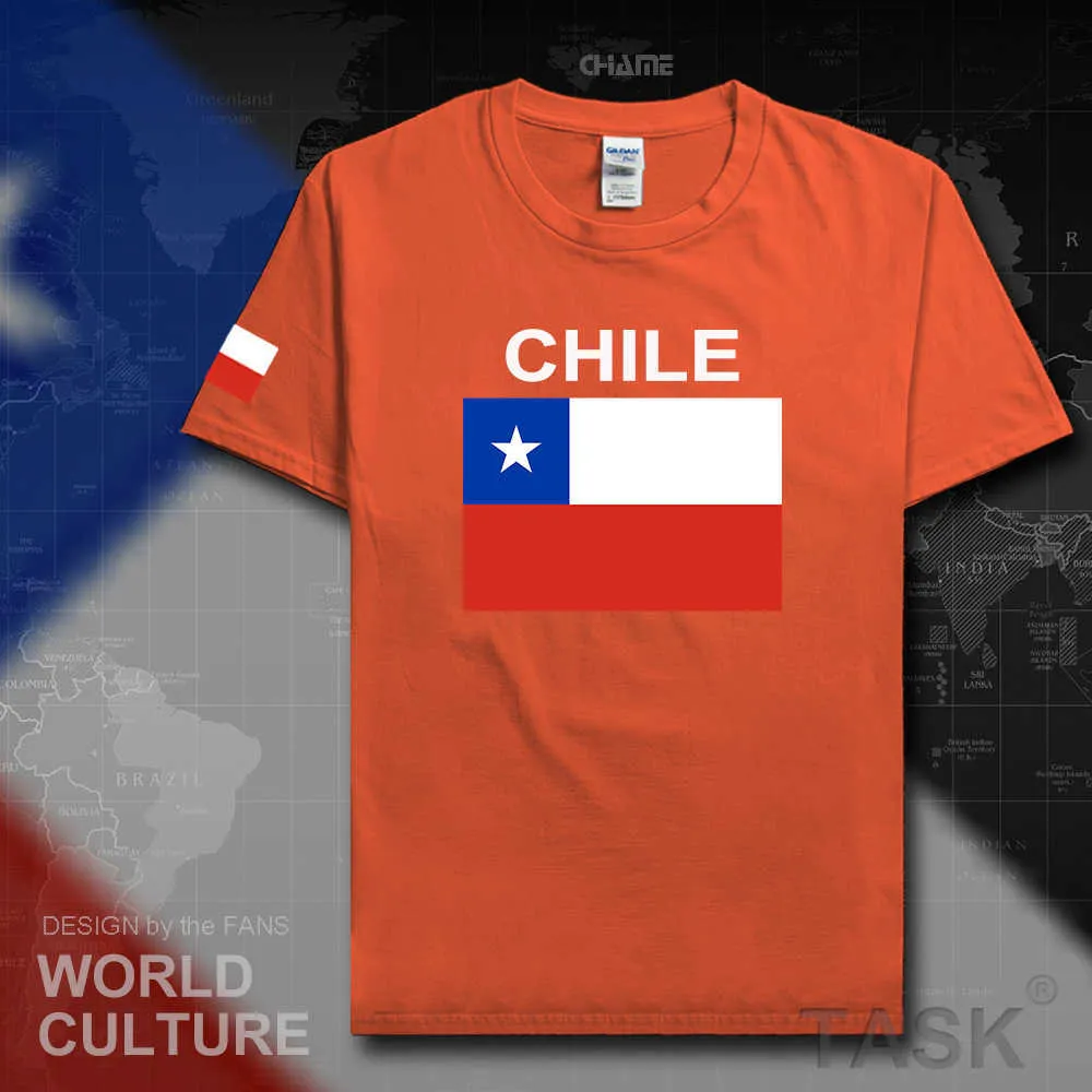 Chile Men T Shirts Chilean New Jerseys Cl Nation Team 100% Bomull T-shirt Toppar Fitness Gymkläder Sport Tees Country Flag 02 x0621