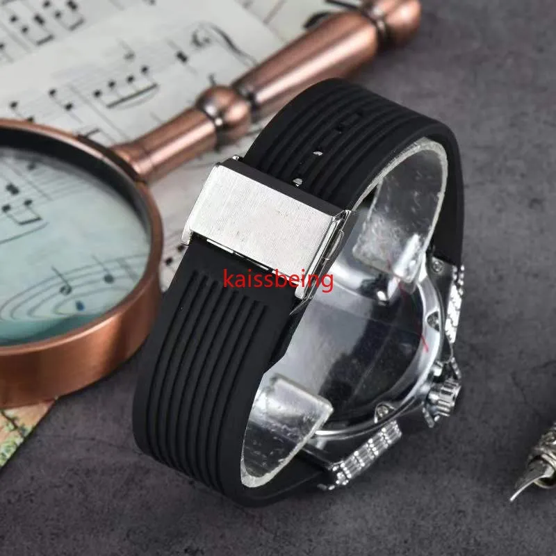 2022 Men Fashion Sport Watch Shinning Watches Stainless Steel Diamond Iced Watch All Dial Work Chronograph Rubber Strap R-male Clo255B