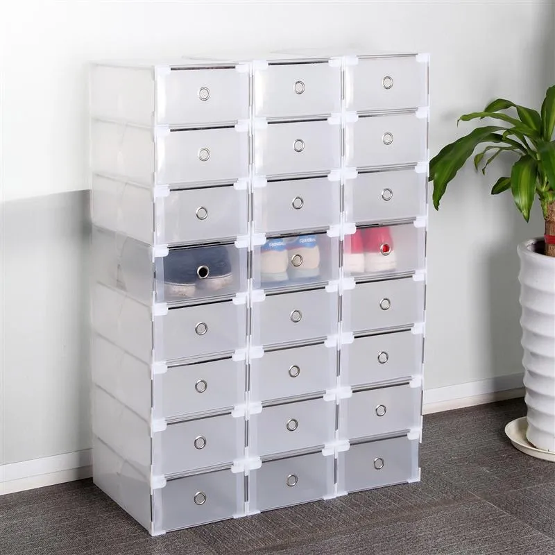 Transparent Storage Thickened Dustproof Organizer Box Stackable Combination Shoe Cabinet 210309