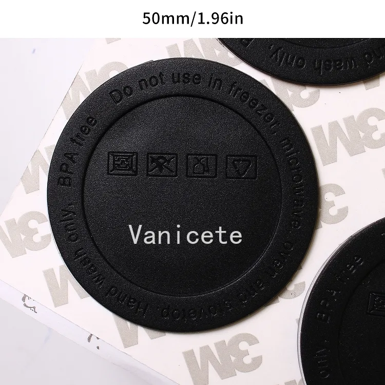 Sottobicchiere rotondo in silicone nero con fondo autoadesivo bicchieri da 5 mm / 58 mm Cuscinetti protettivi antiscivolo Decorazione da tavolo T2I52409