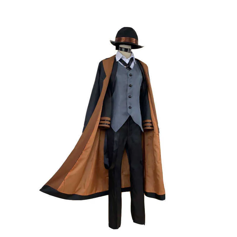 Set completo Cani Randagi Uomini Donne Nakahara Chuuya Costume Cosplay Parrucca Cappello Guanto Giacca Pantaloni Donna Chuya Nakahara Vestito Cosplay Y0903