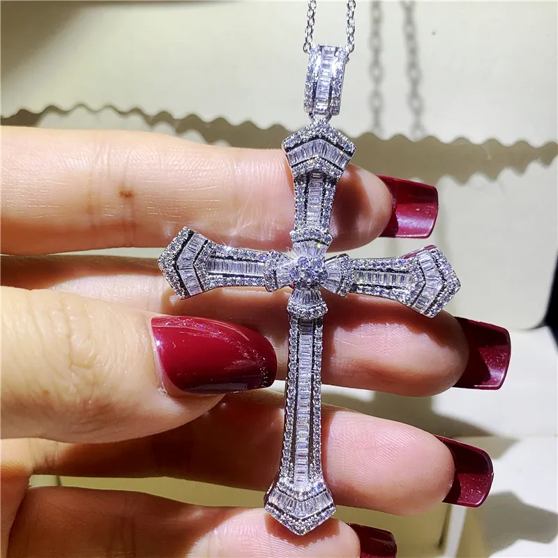 20 Stil handgemachte Hiphop Big Cross Anhänger 925 Sterling Silber Cz Stein Vintage Anhänger Halskette für Frauen Männer Hochzeit Jewelry263T