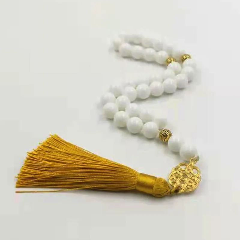 TASBIH 2021イスラムファッション製品ホワイトセラミックイスラム教徒MisbahaロザリオビーズブレスレットアラビアEIDギフトジュエリーアクセサリー