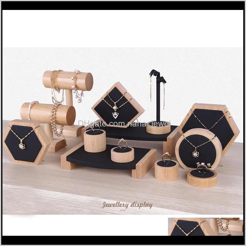 Luxe houten sieradenstandaard Sieradendisplays Boutique Showcase Beursbeurs Exposant Ring Oorbel Ketting Armband Ho266y