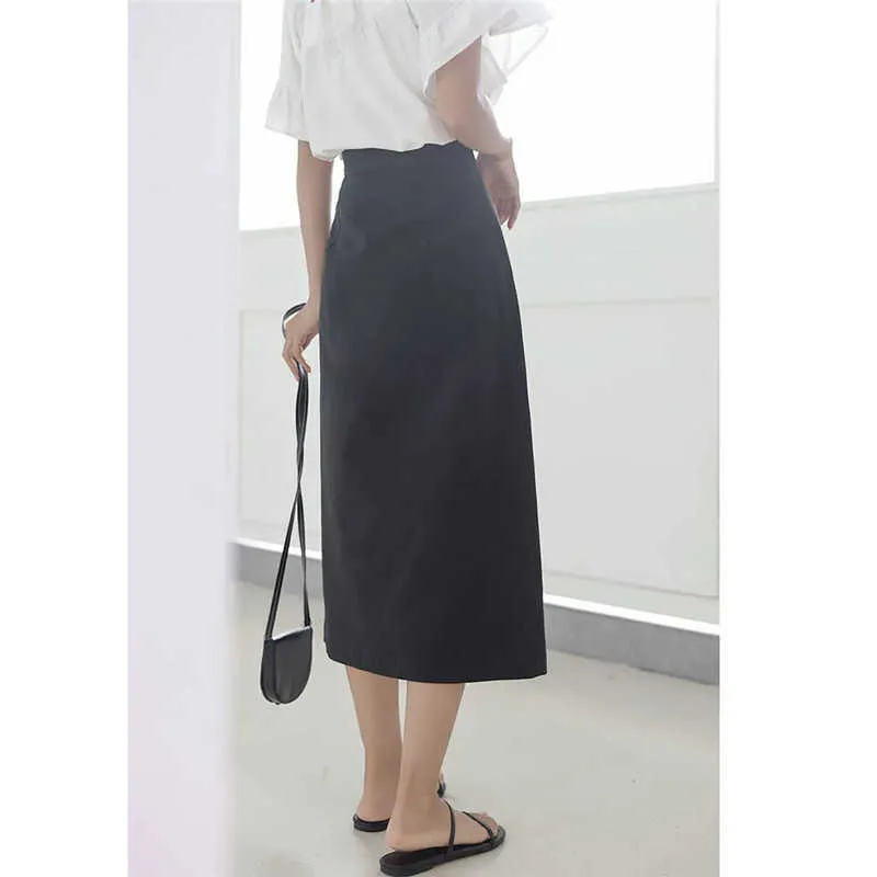 Mode veter omhoog lange rok dames zomer hoge taille rokken zwart wit patchwork gothic midi streetwear faldas largas mujer etek 210619