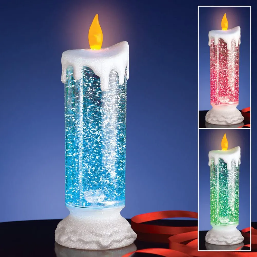 Candela impermeabile a LED elettronica a colori ricaricabile con candela ad acqua a LED che cambia colore glitter 201009