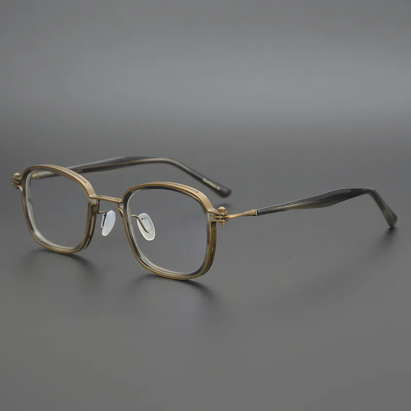 2021 Titan Acetat Vintage Quadrat Brillen Männer Frauen Retro Brillen Rahmen Optische Myopie Rezept Brillen Oculo258K