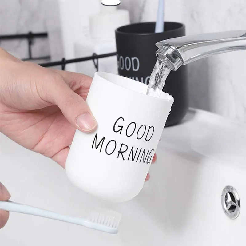 Простое Nordic Travel Портативная стиральная чашка Ванная комната пластиковая зубная щетка Доброе утро Утреннее хранение Организатор Кубка Ванные Наборы