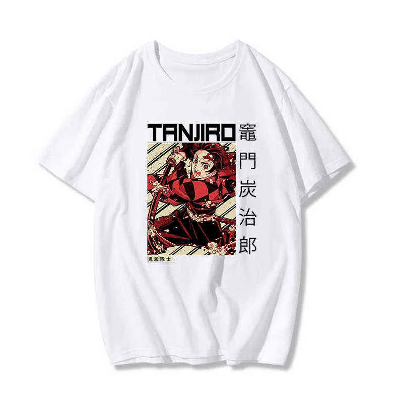 شيطان القاتل kimetsu لا يباا طباعة t-shirt المرأة الصيف جديد شيك المتناثرة اليابانية أنيمي حجم كبير فضفاض القوطية تي شيرت الأعلى G220228