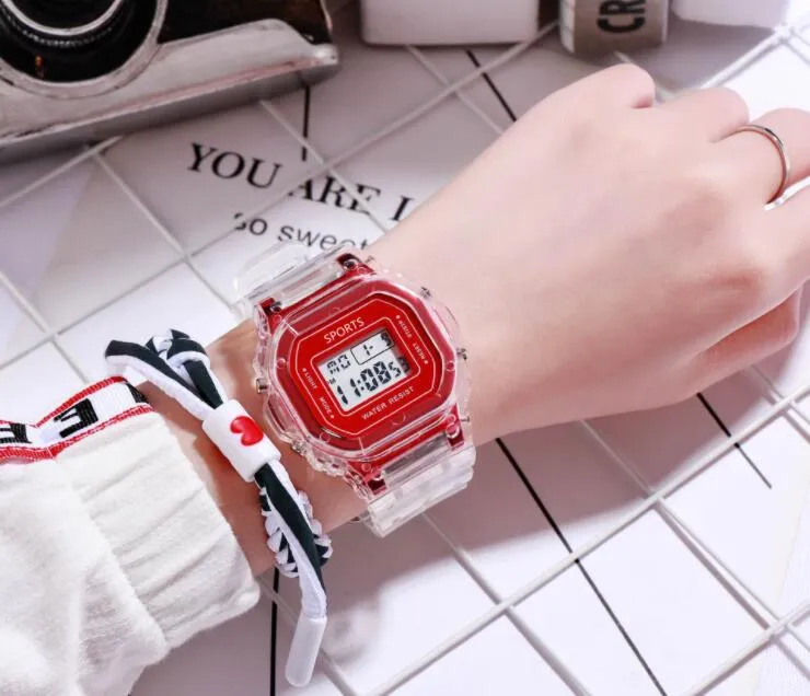 2021 NEW Female Digital simple Electronic Unisex wristwatch Kids Square Watch Sports Student Waterproof Set Alarm Luminous262k