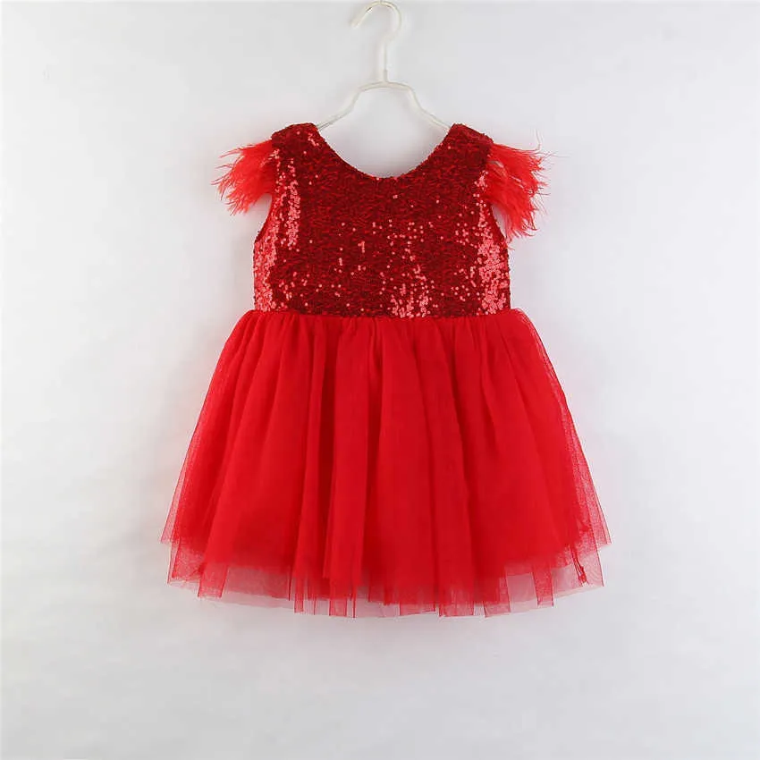 Filles d'été robe enfants vêtements vêtements paillettes cuir maille princesse bébé 210528