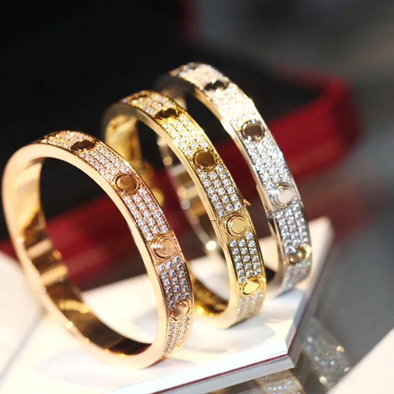 Gypsophile Tournevis Bracelets Pour Femmes Tennis En Acier Inoxydable Or Rose Couple Diamant De Luxe Bracelet Bijoux De Mode En Main279S