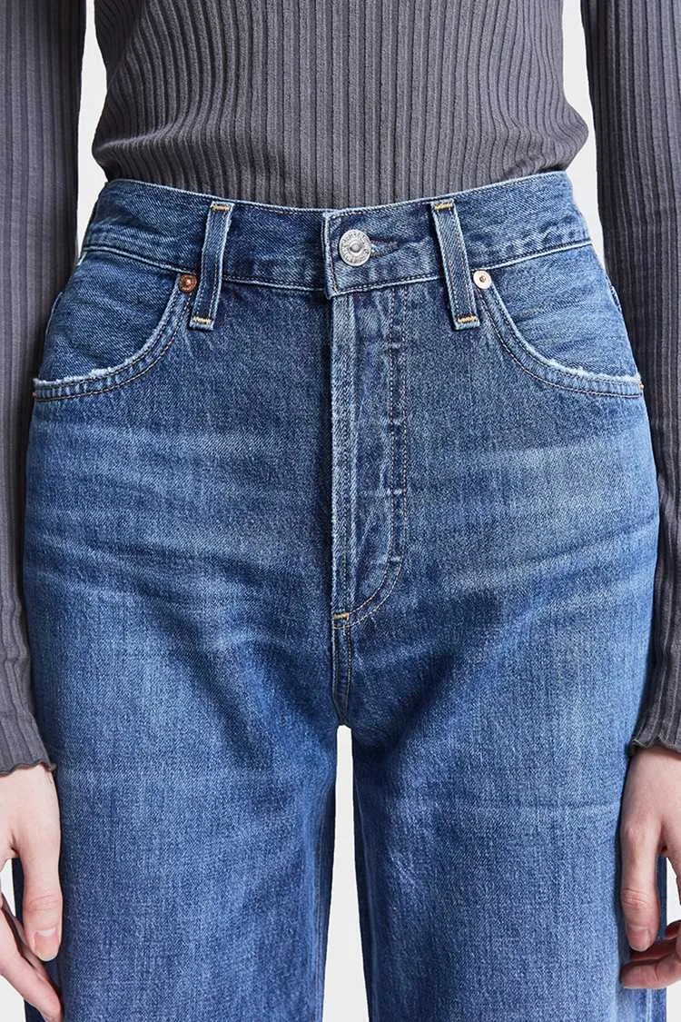 Jeans da donna 2021 nuovo COH elegante papà blu scuro vita alta elastico libero gambe larghe sottile pavimento allentato trascinando jeans donna