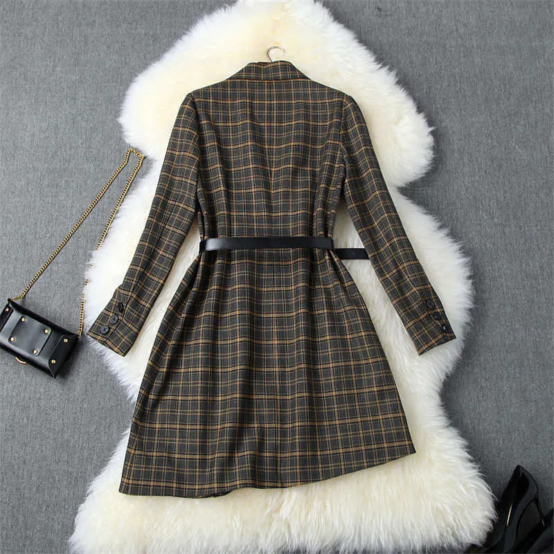 High Quality Fashion Runway Jackets and Coats Women Autumn Office Lady Notched Plaid Irregular Blazer Suit Casual Outerwear 210601