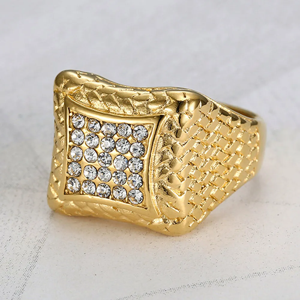 Bagues en diamant pour hommes, or blanc, or, argent, zircon complet, titane, acier inoxydable, grand anillo, bijoux cool, accessoire de fête