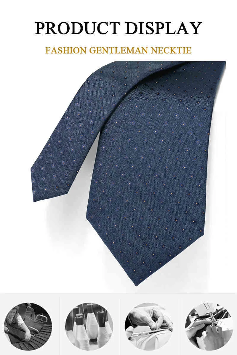 Blue Polka Dot Tie For Men Brand Designer 8CM Wedding Business Fashion Luxury Dress Suit Silk Polyester Necktie With Gift Box