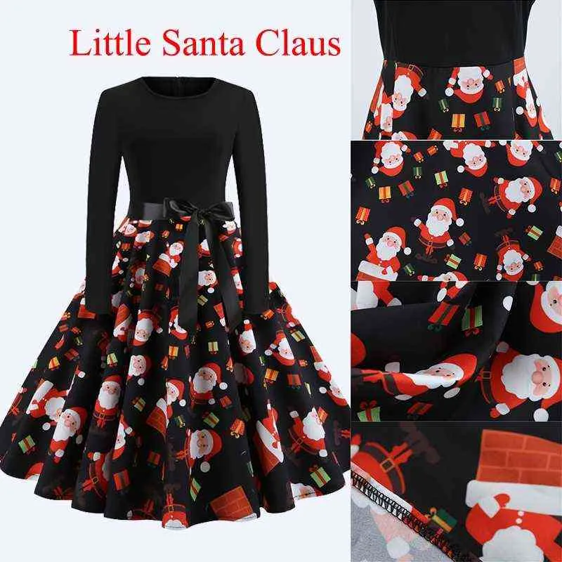 6 estilos Vestidos de Natal Outono Inverno Moda Casual Manga Longa Roupas de Xmas Plus Size Halloween Impressão Fluffy Party Vestidos Y1204