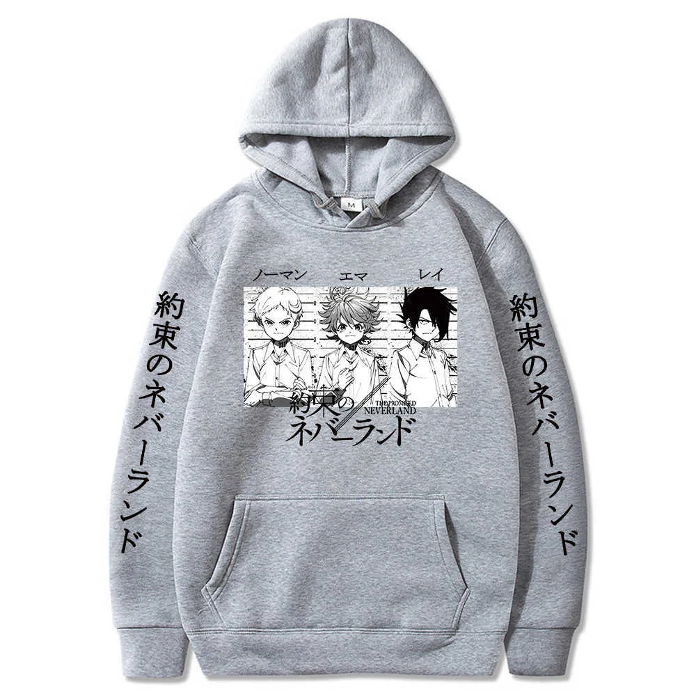 Felpa con cappuccio The Promised Neverland Felpa con cappuccio da uomo Emma Norman Ray Graphic Felpa con cappuccio unisex Uomo Harajuku Y0803