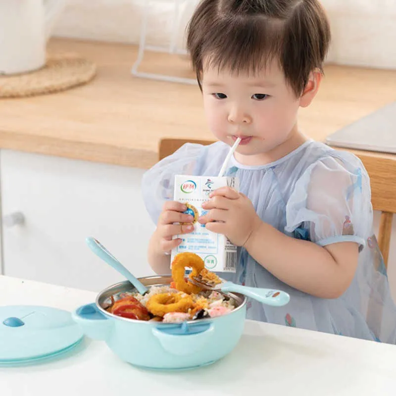 Baby Geschirr Wärmedämmung Lunchbox Niedliche Baby Geschirr Schüssel Tragbare Saugnapf Saugnapf Futternapf Speiseteller
