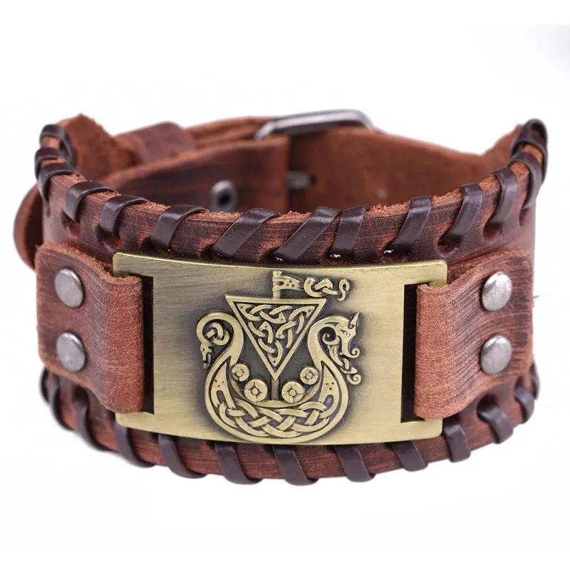 Bracelets de charme Bracelet de navire pirate de triangle nordique Odin TRENDIC