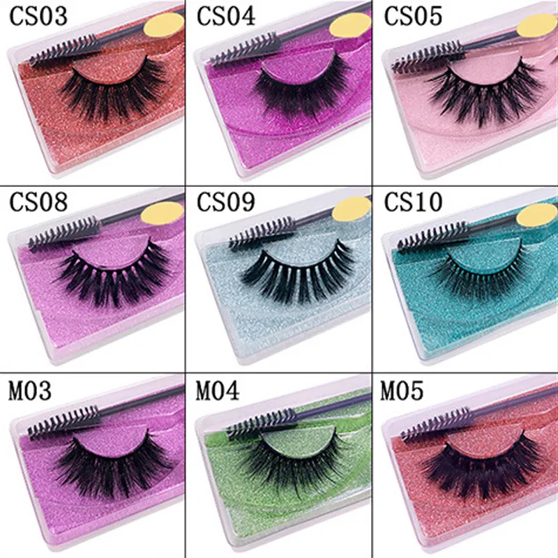 3D False Eyelashes Color Set Thick Style European and American Eyelash Tweezers Lash Brush In Retail Bag4183316