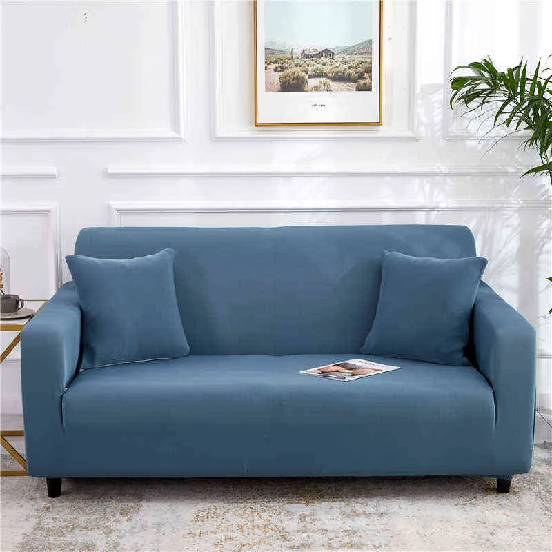 Elastyczna sofa Pokrowce do salonu Solid Color Spandex Corner Seltal Corner Sliplovers COUCH L Słuszce Potrzebujesz kupić 2 sztuk 211116