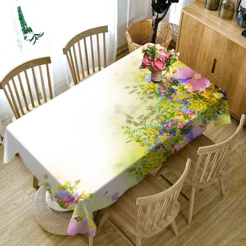 Nappe ronde européenne 3D pourpre fleurs de lavande motif lavable tissu de polyester couverture de table rectangulaire décoration de mariage 211103