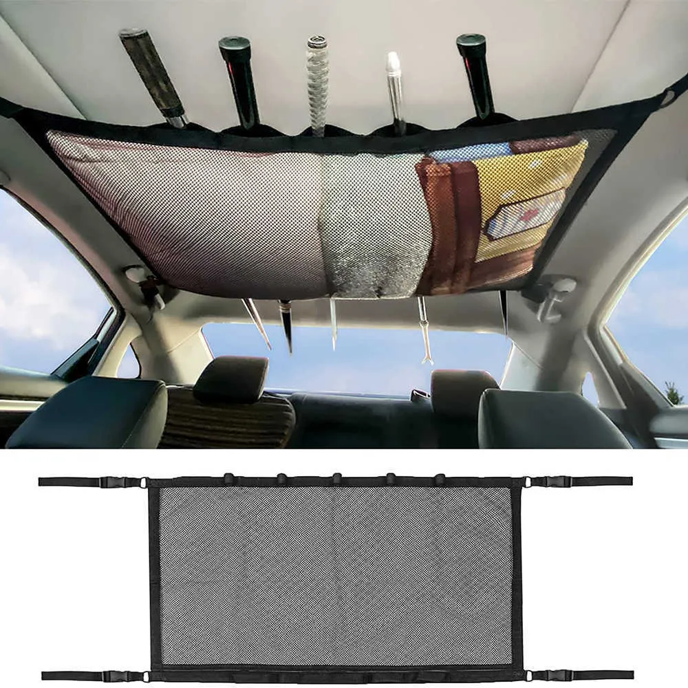 Universal Multifunction Car Ceiling Storage Net Pocket Car Roof Interior Cargo Net Bag With Zipper Car Trunk Storage Receive Bag