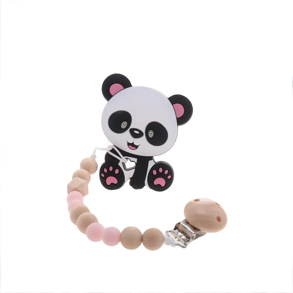 Panda Silicone bébé anneau de dentition BPA nouveau-né collier de dentition sucette chaîne accessoires rongeur de qualité alimentaire pendentif jouet bricolage 26238726