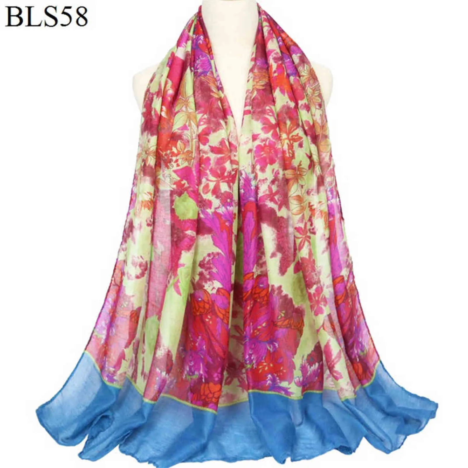 真新しい花スカーフ女性のファッション大型プリントビーチラップとショールレディスプリングバリヤーンコットンスカーフ卸売Y1108