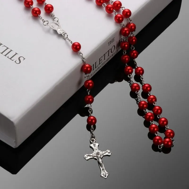 Anhänger Halsketten Kruzifix Charme Mode Rosenkranz Kette Jesus Jungfrau Maria Kreuz Necklace226E