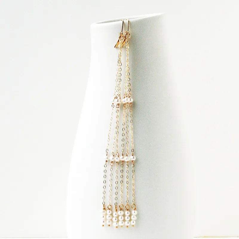 Boucles d'oreilles pendantes en perles naturelles, faites à la main, remplies d'or, style Boho Oorbellen Brinco, bijoux Vintage pour femmes