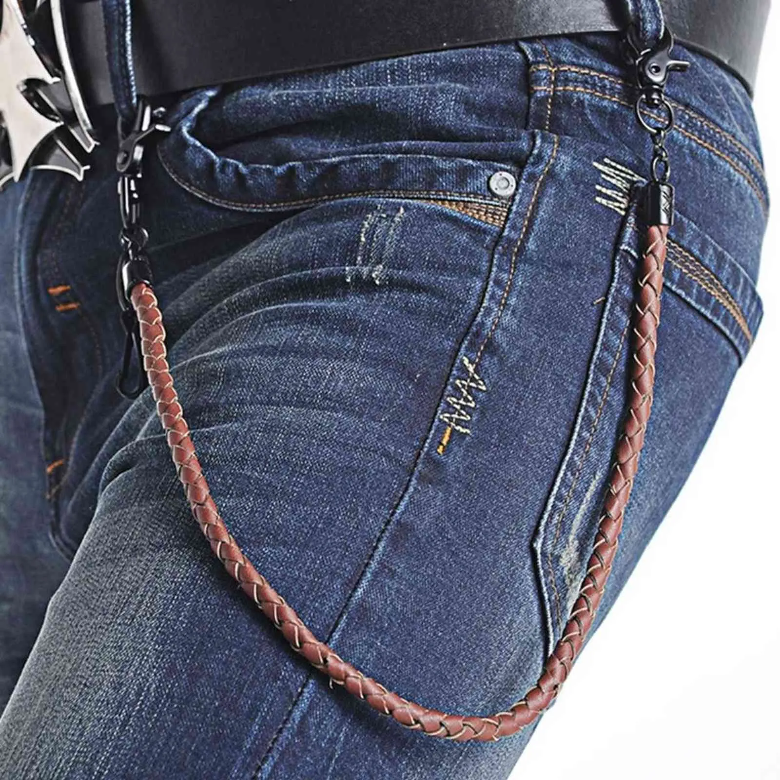 Classic Punk Leather Biker Keychain Jeans Chain Wallet Chain midjekedja MEN039S Rockkläder Tillbehör H11264455678275H