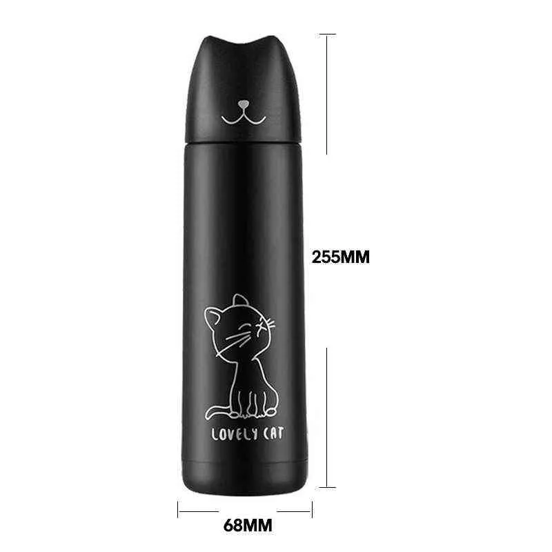 Thermoskanne für Tee, Thermo-Katzentasse, Kaffee, Isotherm-Flaschenkühler, doppelwandige Isolierflaschen aus Edelstahl, Trinkgeschirr, Outdoor-Becher 211109