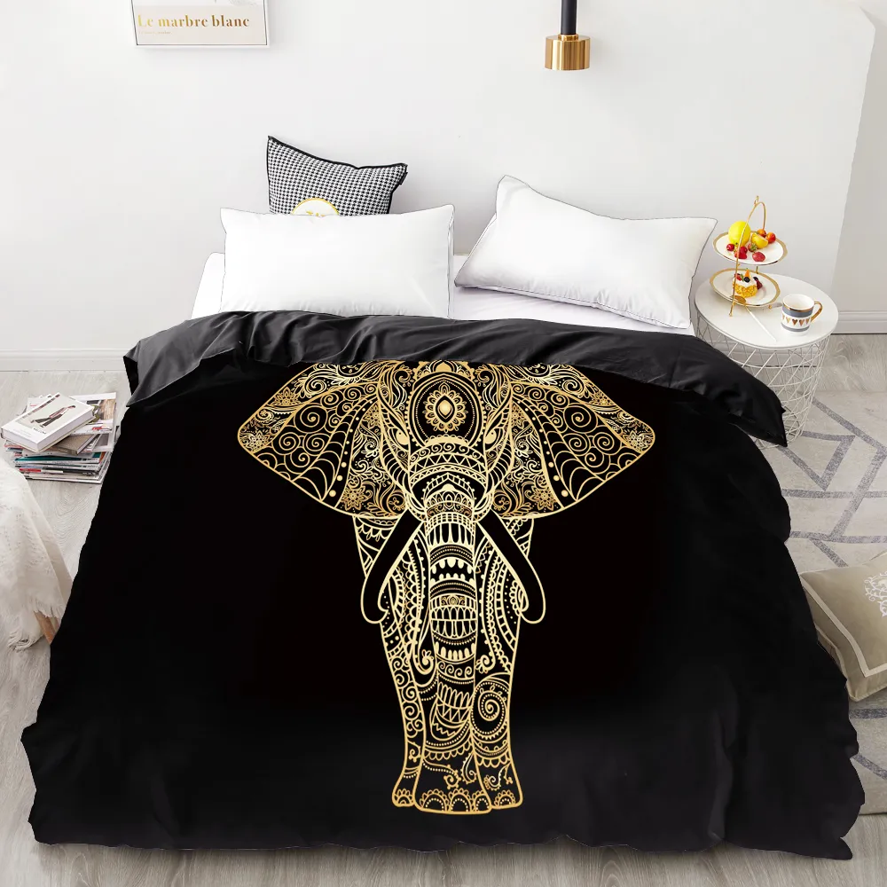 3D HD Digital Printing Custom Duvet CoverComForTrquiltBlanket Case Queen King Bedding 220X240BedCloths Golden Feather Y200417