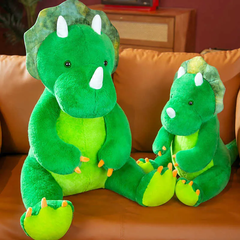 60-90cm Taille Géante Vert Triceratops Long En Peluche Jouet En Peluche Vert Dinosaures Hug Jouet Peluches Unqiue Cadeau pour Garçon Cadeau D'anniversaire H0824